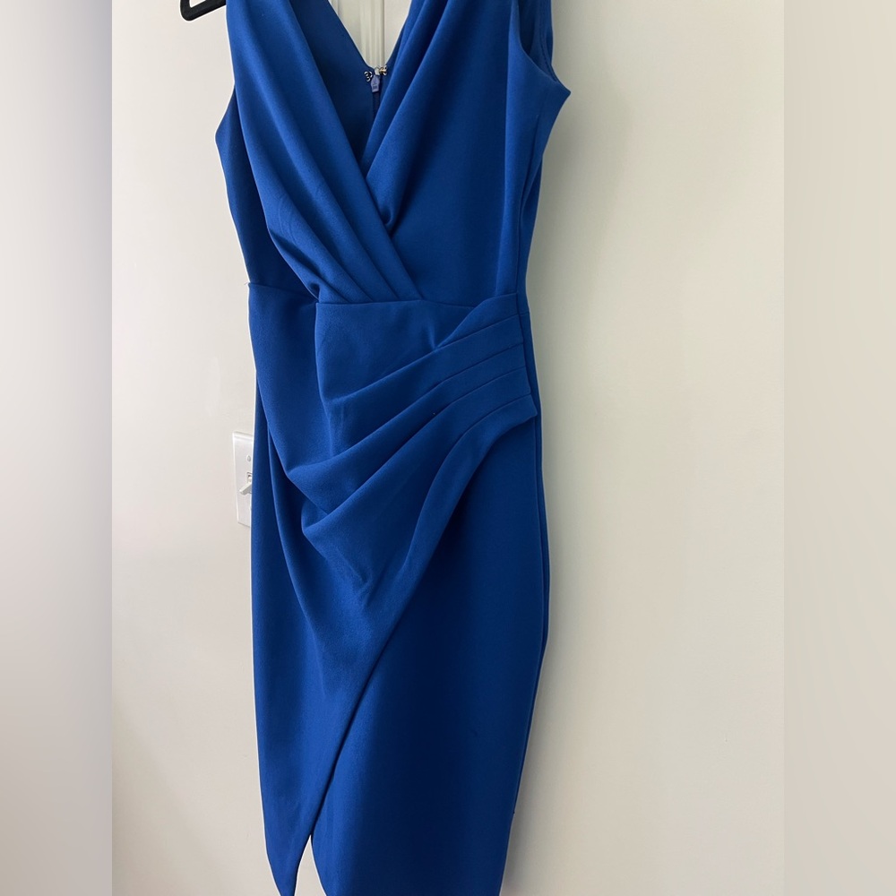 Guess Royal Blue Draped Midi Dress